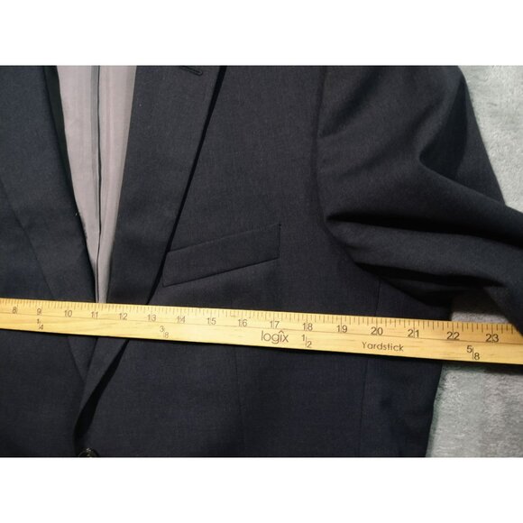 Boss Hugo Blazer Mens 42R Gray Wool Super 100 Sport Coat Suit Jacket 2 Button - Picture 5 of 13
